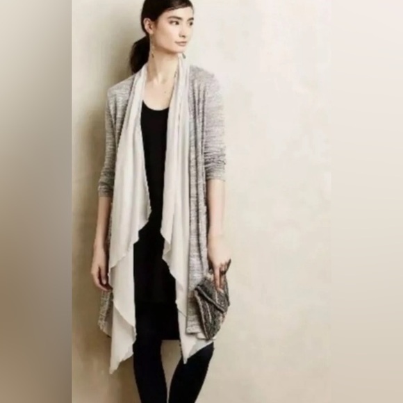 Anthropologie Sweaters - Anthropologie Saturday Sunday Gray Eagan Chiffon Cardigan Sz L